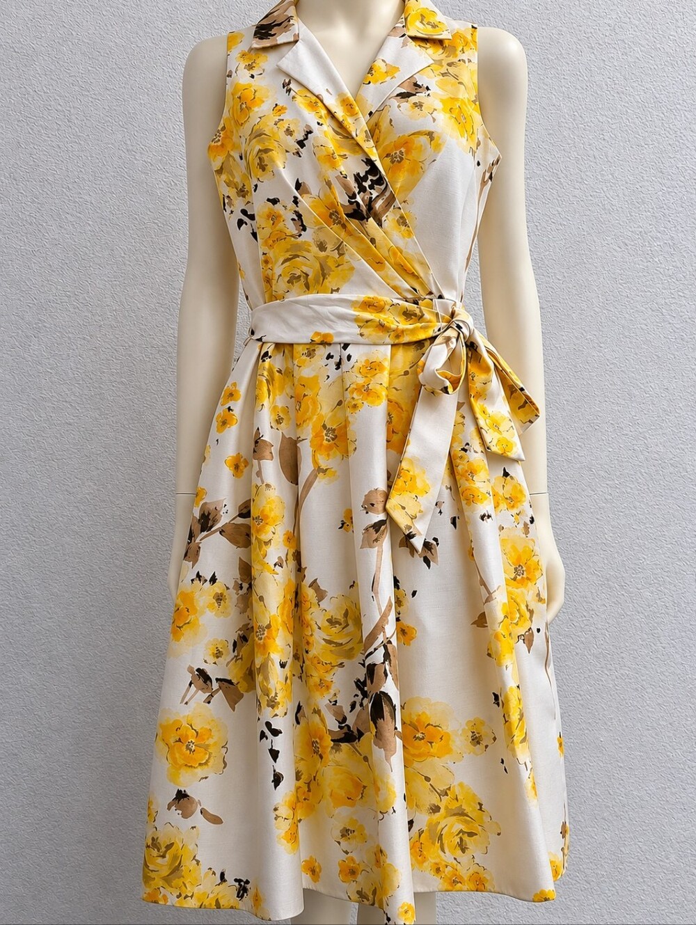 Yellow Floral Fit & Flare Sleeveless Summer Dress - Picture 1 of 9